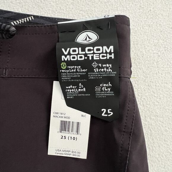 NWT Volcom Macaw Mod Tech Boy Board Shorts Swim Trunks Black Swimsuit 25 / 10 - Picture 5 of 10